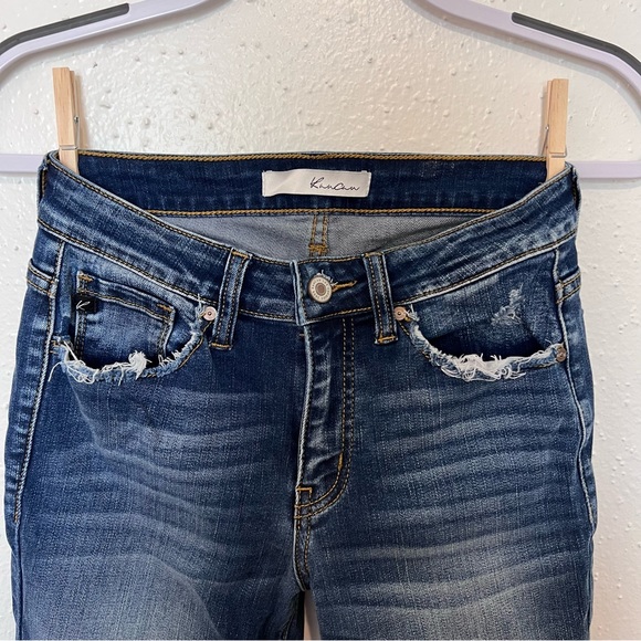 KanCan Los Angeles Jean, Size 5 / 26 waist, dark wash, ankle & pocket distressed - Picture 3 of 10